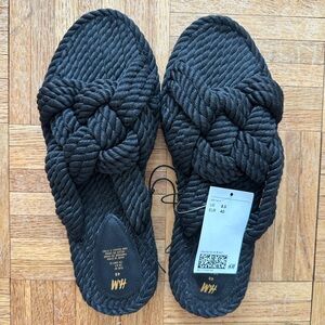 H&M NWT Rope Knotted Black Sandals 8.5